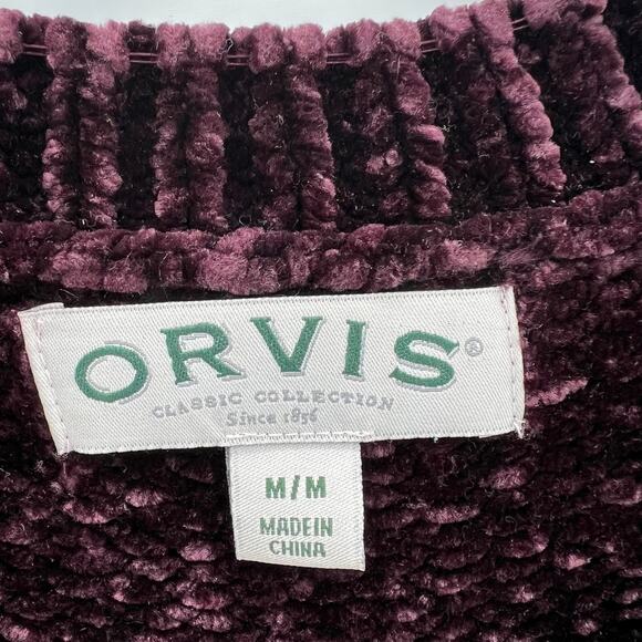 Orvis chenille velour chunky plum long sleeve sweater - Picture 3 of 5